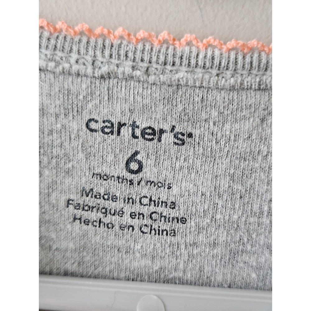 Carter's Baby Girl Size 6 Months 100% Cotton Gray & White Kitten‎ Pajamas - Picture 4 of 8